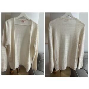 Vtg Y2K Halston Knit Cream Metallic Card Open Y2K Preppy Size M Cable